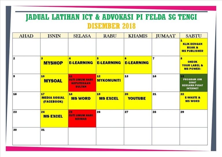 JADUAL ICT DISEMBER 2018