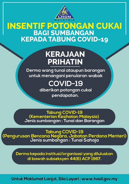 Insentif Potongan Cukai bagi Sumbangan kepada Tabung COVID 19