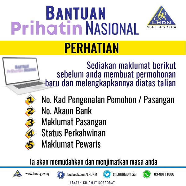 15Maklumat yang diperlukan untuk membuat permohonan BPN atas talian