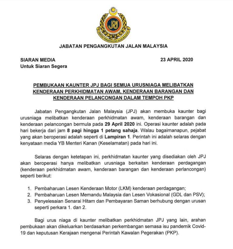 Pembukaan Kaunter JPJ Terpilih 1