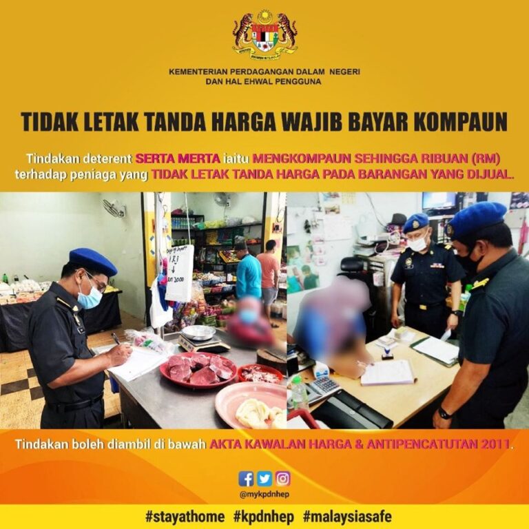 TIADA KOMPROMI JIKA GAGAL MELETAKKAN TANDA HARGA PADA BARANGAN YANG DIJUAL