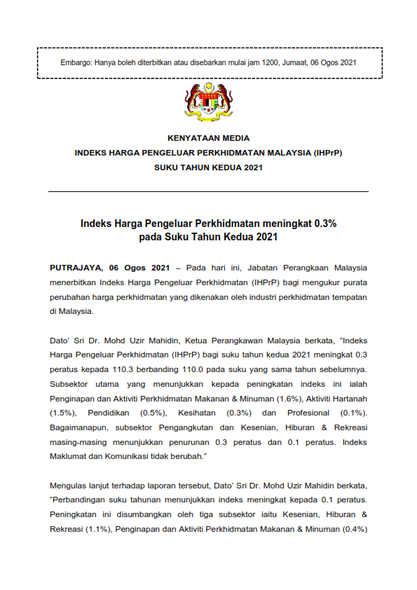 1INDEKS HARGA PENGELUAR PERKHIDMATAN SUKU TAHUN KEDUA 2021