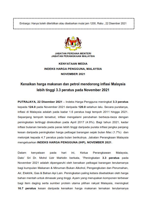 1INDEKS HARGA PENGGUNA MALAYSIA NOVEMBER 2021