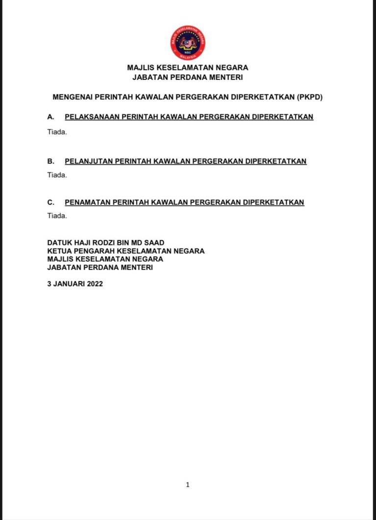 KENYATAAN MEDIA KETUA PENGARAH KESELAMATAN NEGARA MENGENAI PERINTAH KAWALAN PERGERAKAN DIPERKETATKAN PKPD 03 JANUARI 2022 1