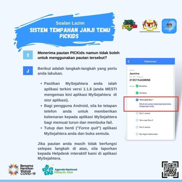 Anda telah menerima pautan PICKids namun anda tidak dapat untuk menggunakan pautan yang telah diberikan Sila rujuk infografik di bawah